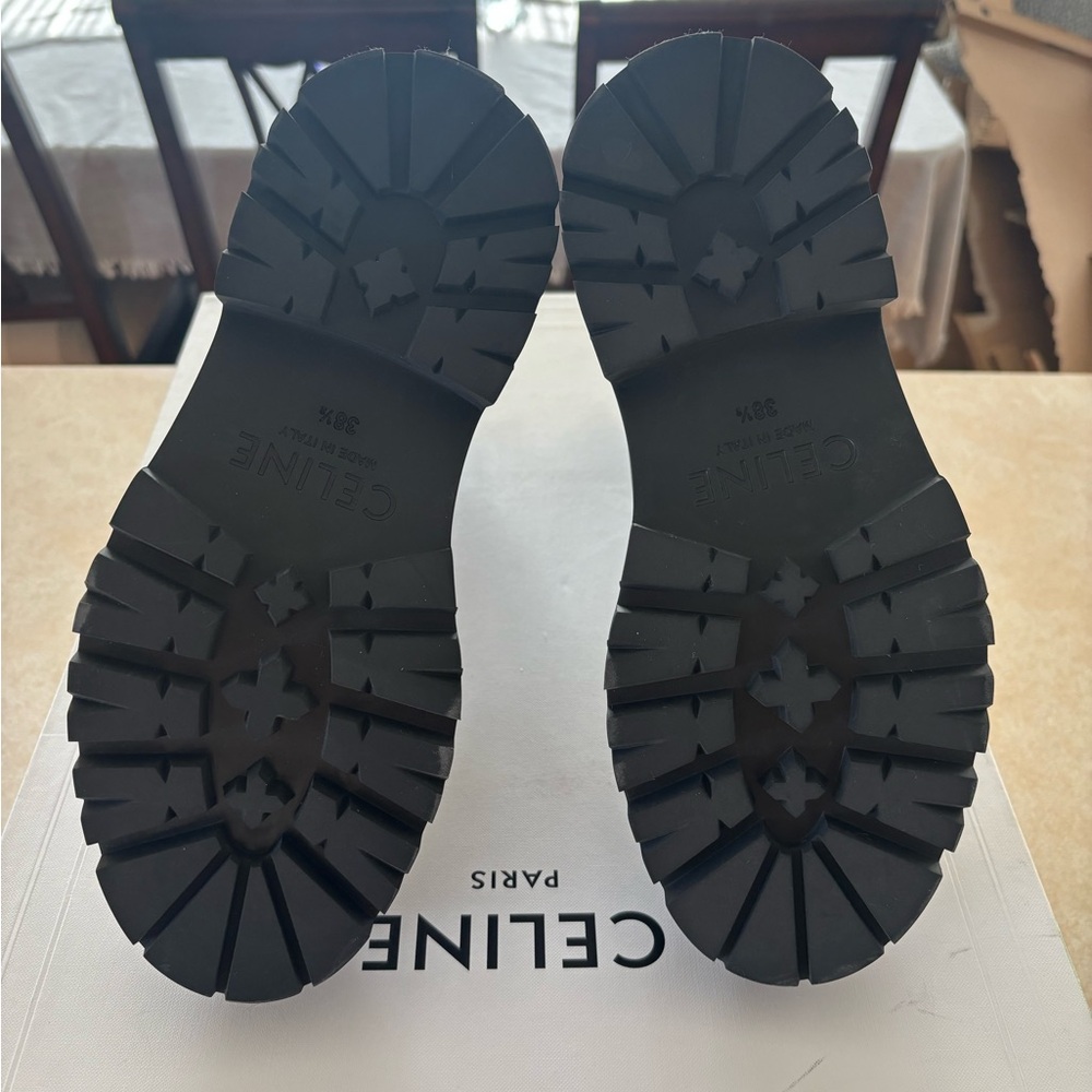 Celine Black Platform Boots with Gold Buckles - Picture 3 of 5